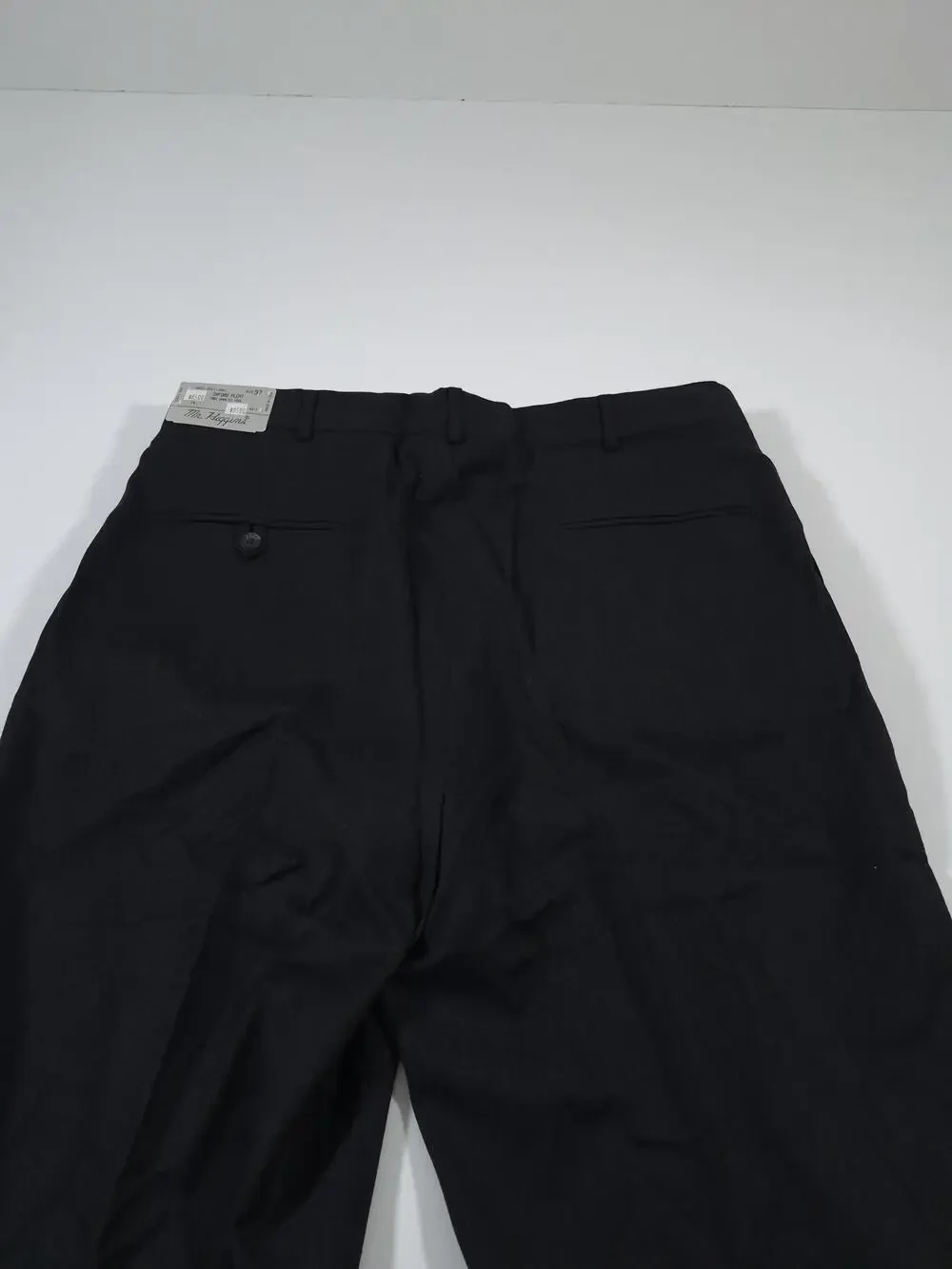 VTG Mr. Higgins Dress Pants Mens 37x36 Black Wool Oxford Pleat Straight NWT USA